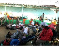 Our rest break at a dargah at Kalamgaon. That is me with the folded legs